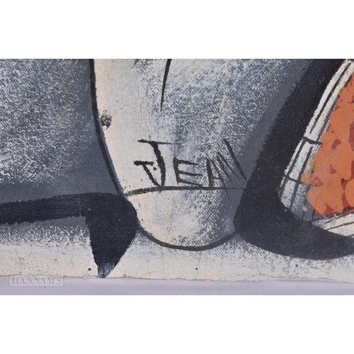 504 - African/Haitian School (20th Century) Oil on canvas, Abstract figures. 60 cm x 48 cm.