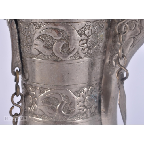 505 - A MIDDLE EASTERN WHITE METAL EWER. 719 grams. 29 cm high.