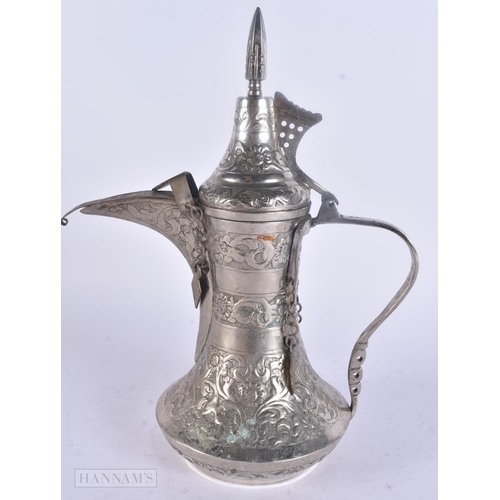 505 - A MIDDLE EASTERN WHITE METAL EWER. 719 grams. 29 cm high.
