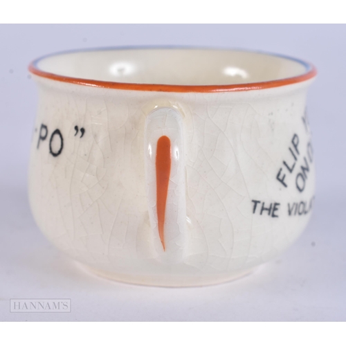 509 - A RARE FIELDINGS FLIP YOUR ASHES ON OLD NASTY HITLER MINIATURE CHAMBERPOT. 5.5 cm wide.