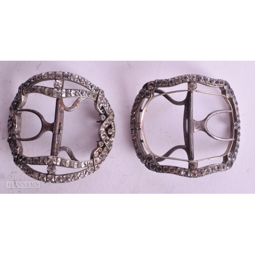 527 - FOUR ANTIQUE BUCKLES. Largest 7.5 cm x 6.5 cm. (4)