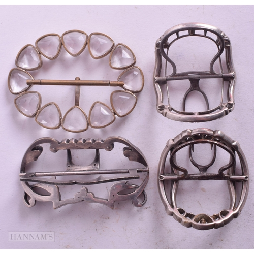 527 - FOUR ANTIQUE BUCKLES. Largest 7.5 cm x 6.5 cm. (4)