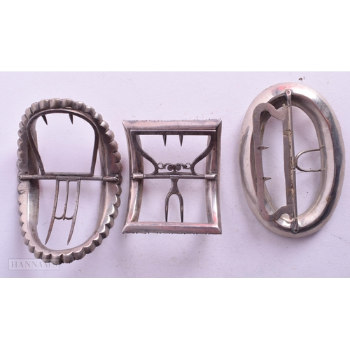 529 - THREE ANTIQUE BUCKLES. Largest 8 cm x 6 cm. (3)