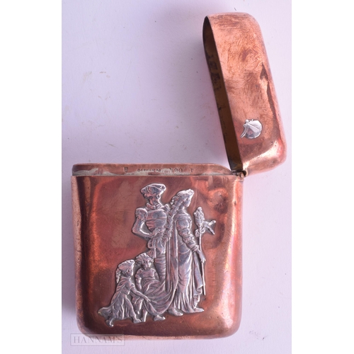 534 - AN ANTIQUE SILVER AND COPPER BOX. 8 cm x 6 cm.