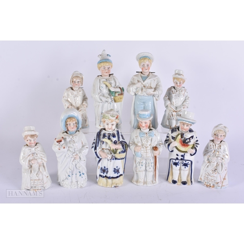 887 - TEN ASSORTED CONTINENTAL PORCELAIN NODDING FIGURES. 17 cm high. (10)