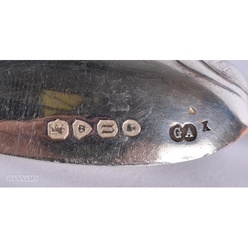 894 - A FINE VICTORIAN SILVER FORK AND SPOON together with a silver fork. 139 grams. Largest 14.5 cm long.... 