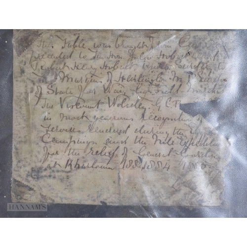 889 - A LARGE 19TH CENTURY EGYPTIAN BRASS TABLE TOP MILITARY INTEREST presented to Hon Julia Hobart & Robe... 