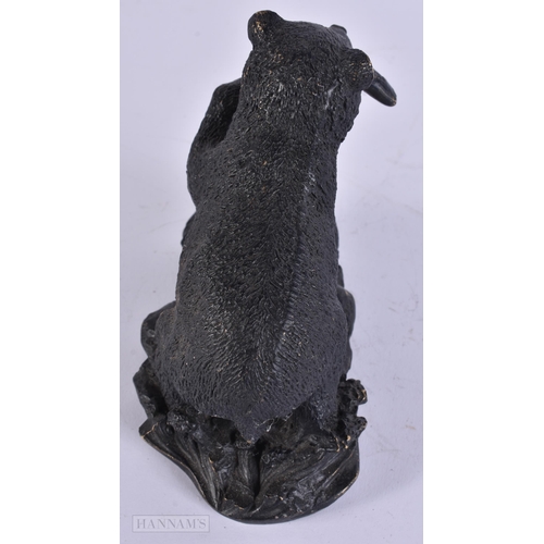 901 - A CONTINENTAL BRONZE BEAR. 14 cm x 14 cm.