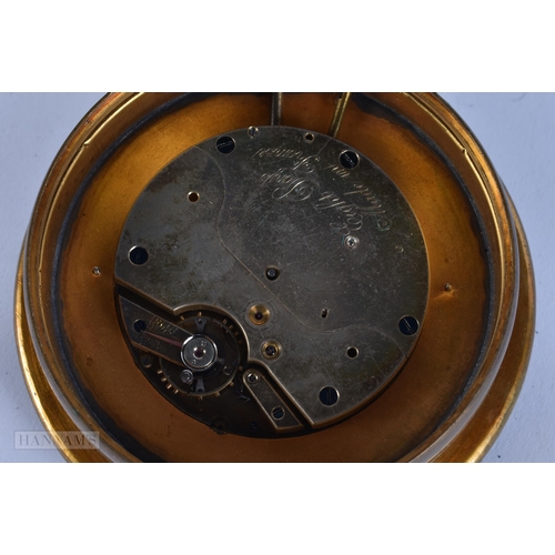 903 - AN ANTIQUE GEM SETL GLASS BALL DESK CLOCK. 10 cm wide.