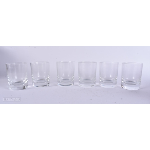 908 - A SET OF SIX BOXED BACCARAT CRYSTAL GLASS CUPS. 11 cm high. (6)