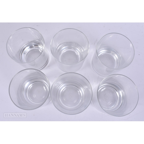 908 - A SET OF SIX BOXED BACCARAT CRYSTAL GLASS CUPS. 11 cm high. (6)