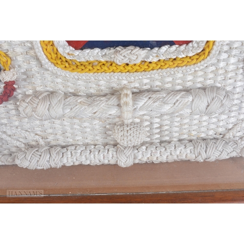 920 - A LARGE SAILORS MARITIME EMBROIDERED KNOT DISPLAY. 66 cm x 56 cm.