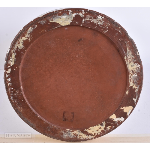 924 - A LARGE 19TH CENTURY JAPANESE MEIJI PERIOD PAINTED TERRACOTTA STICK STAND. 59 cm high.