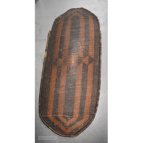 925 - TWO LARGE AFRICAN TRIBAL SHIELDS. Largest 140 cm x 45 cm. (2)
