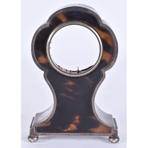 927 - AN ANTIQUE SILVER AND TORTOISESHELL POCKET WATCH HOLDER. 12 cm x 6.5 cm.