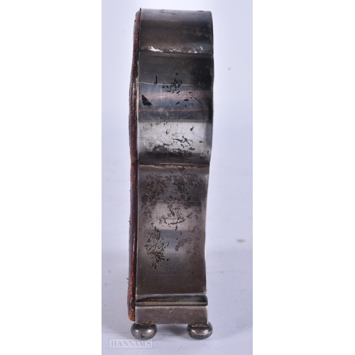 927 - AN ANTIQUE SILVER AND TORTOISESHELL POCKET WATCH HOLDER. 12 cm x 6.5 cm.