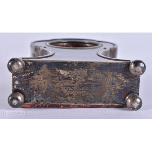 927 - AN ANTIQUE SILVER AND TORTOISESHELL POCKET WATCH HOLDER. 12 cm x 6.5 cm.
