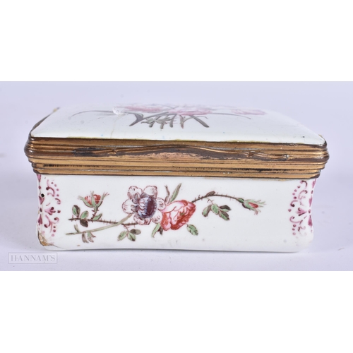 933 - AN 18TH CENTURY ENGLISH ENAMELLED BOX. 7.5 cm x 5.5 cm.
