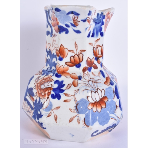 934 - TWO 19TH CENTURY STAFFORDSHIRE POTTERY GROUPS together with a Masons jug. 16 cm x 12 cm. (3)