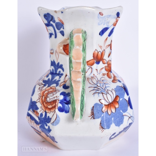934 - TWO 19TH CENTURY STAFFORDSHIRE POTTERY GROUPS together with a Masons jug. 16 cm x 12 cm. (3)