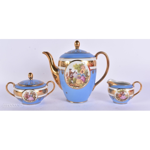 937 - A BAVARIAN VIENNA STYLE TEASET. Largest 18 cm wide. (qty)