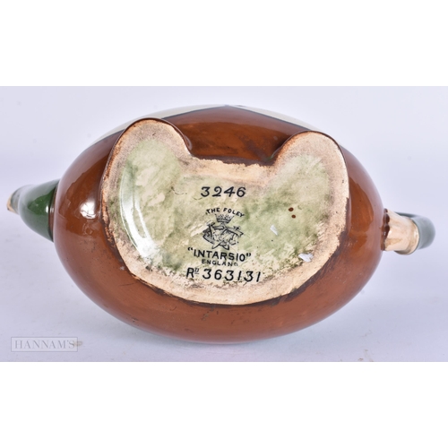 941 - A FOLEY INTARSIO TEAPOT AND COVER. 18 cm wide.