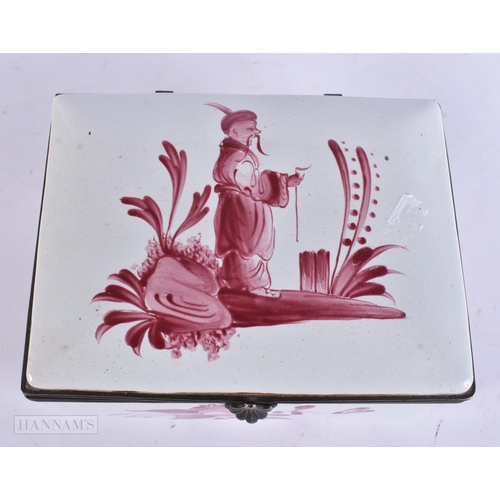 943 - AN ANTIQUE FRENCH POTTERY CASKET. 12 cm x 8 cm.
