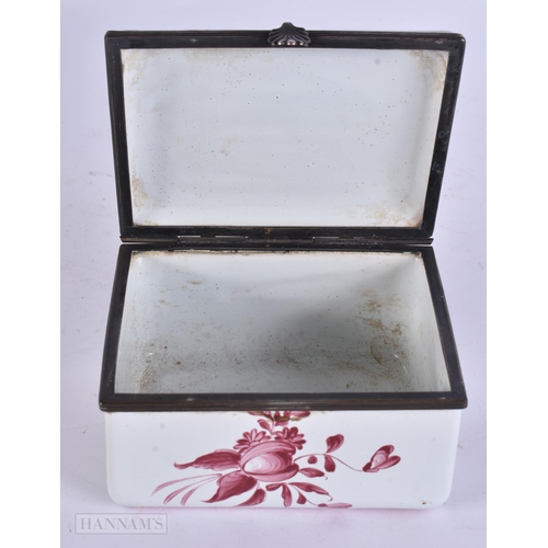943 - AN ANTIQUE FRENCH POTTERY CASKET. 12 cm x 8 cm.