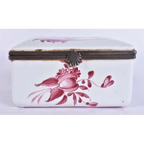 943 - AN ANTIQUE FRENCH POTTERY CASKET. 12 cm x 8 cm.