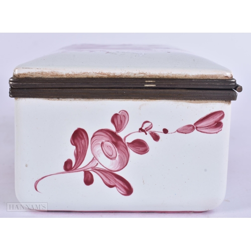 943 - AN ANTIQUE FRENCH POTTERY CASKET. 12 cm x 8 cm.
