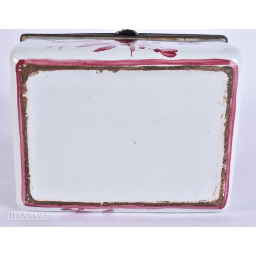 943 - AN ANTIQUE FRENCH POTTERY CASKET. 12 cm x 8 cm.