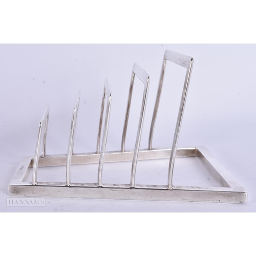 945 - AN ASPREYS SILVER PLATED ART DECO LETTER RACK. 15 cm x 8 cm.