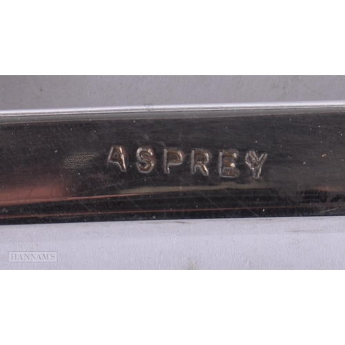 945 - AN ASPREYS SILVER PLATED ART DECO LETTER RACK. 15 cm x 8 cm.
