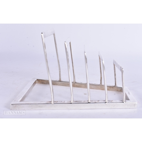 945 - AN ASPREYS SILVER PLATED ART DECO LETTER RACK. 15 cm x 8 cm.