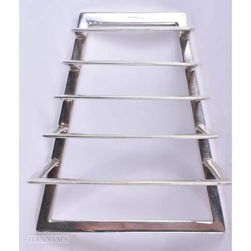 945 - AN ASPREYS SILVER PLATED ART DECO LETTER RACK. 15 cm x 8 cm.