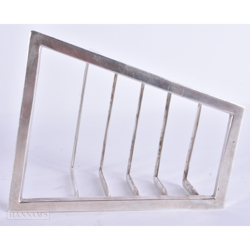 945 - AN ASPREYS SILVER PLATED ART DECO LETTER RACK. 15 cm x 8 cm.
