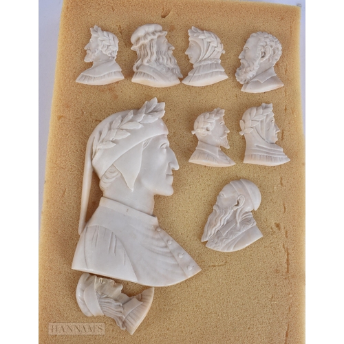 946 - A COLLECTION OF 19TH CENTURY ITALIAN GRAND TOUR ALABASTER CAMEO PLAQUES. Largest 10 cm x 7 cm. (qty)