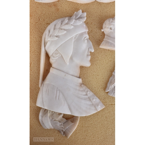 946 - A COLLECTION OF 19TH CENTURY ITALIAN GRAND TOUR ALABASTER CAMEO PLAQUES. Largest 10 cm x 7 cm. (qty)