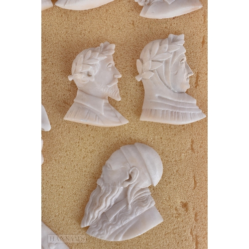 946 - A COLLECTION OF 19TH CENTURY ITALIAN GRAND TOUR ALABASTER CAMEO PLAQUES. Largest 10 cm x 7 cm. (qty)
