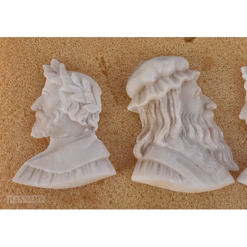 946 - A COLLECTION OF 19TH CENTURY ITALIAN GRAND TOUR ALABASTER CAMEO PLAQUES. Largest 10 cm x 7 cm. (qty)