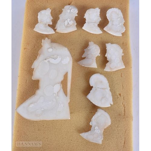 946 - A COLLECTION OF 19TH CENTURY ITALIAN GRAND TOUR ALABASTER CAMEO PLAQUES. Largest 10 cm x 7 cm. (qty)