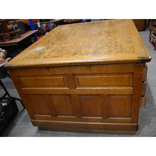 3996 - A substantial vintage oak Partners desk by Shannon 89 x 151 x 121cm