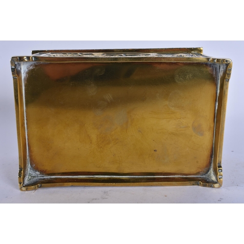 240 - AN ANTIQUE REPOUSSE BRONZE CASKET. 15cm x 10 cm.