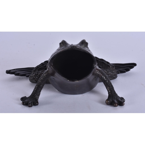 245 - A BRONZE TOAD. 11cm x 13 cm.