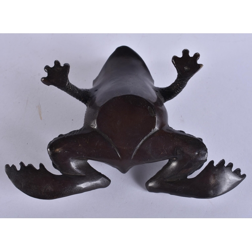 245 - A BRONZE TOAD. 11cm x 13 cm.