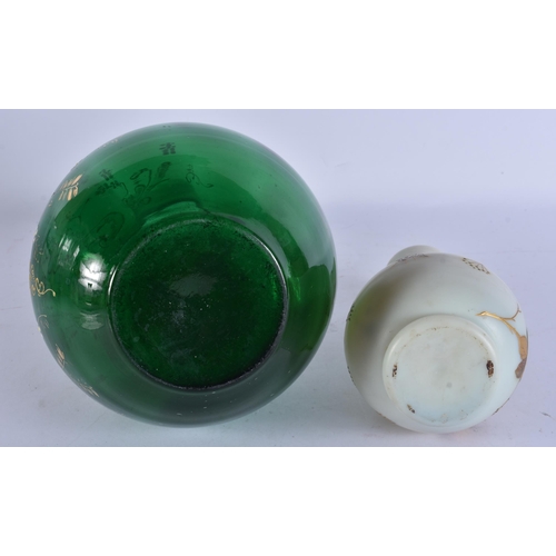 256 - TWO ANTIQUE GLASS VASES. Largest 31 cm high. (2)