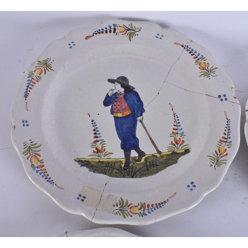 257 - FOUR FRENCH ANTIQUE FAIENCE PLATES. 24 cm wide. (4)