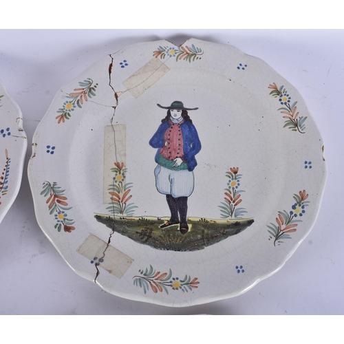 257 - FOUR FRENCH ANTIQUE FAIENCE PLATES. 24 cm wide. (4)