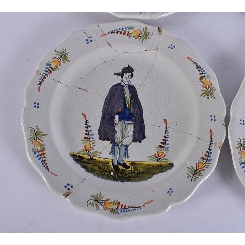257 - FOUR FRENCH ANTIQUE FAIENCE PLATES. 24 cm wide. (4)