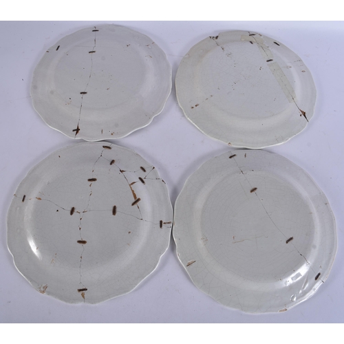 257 - FOUR FRENCH ANTIQUE FAIENCE PLATES. 24 cm wide. (4)